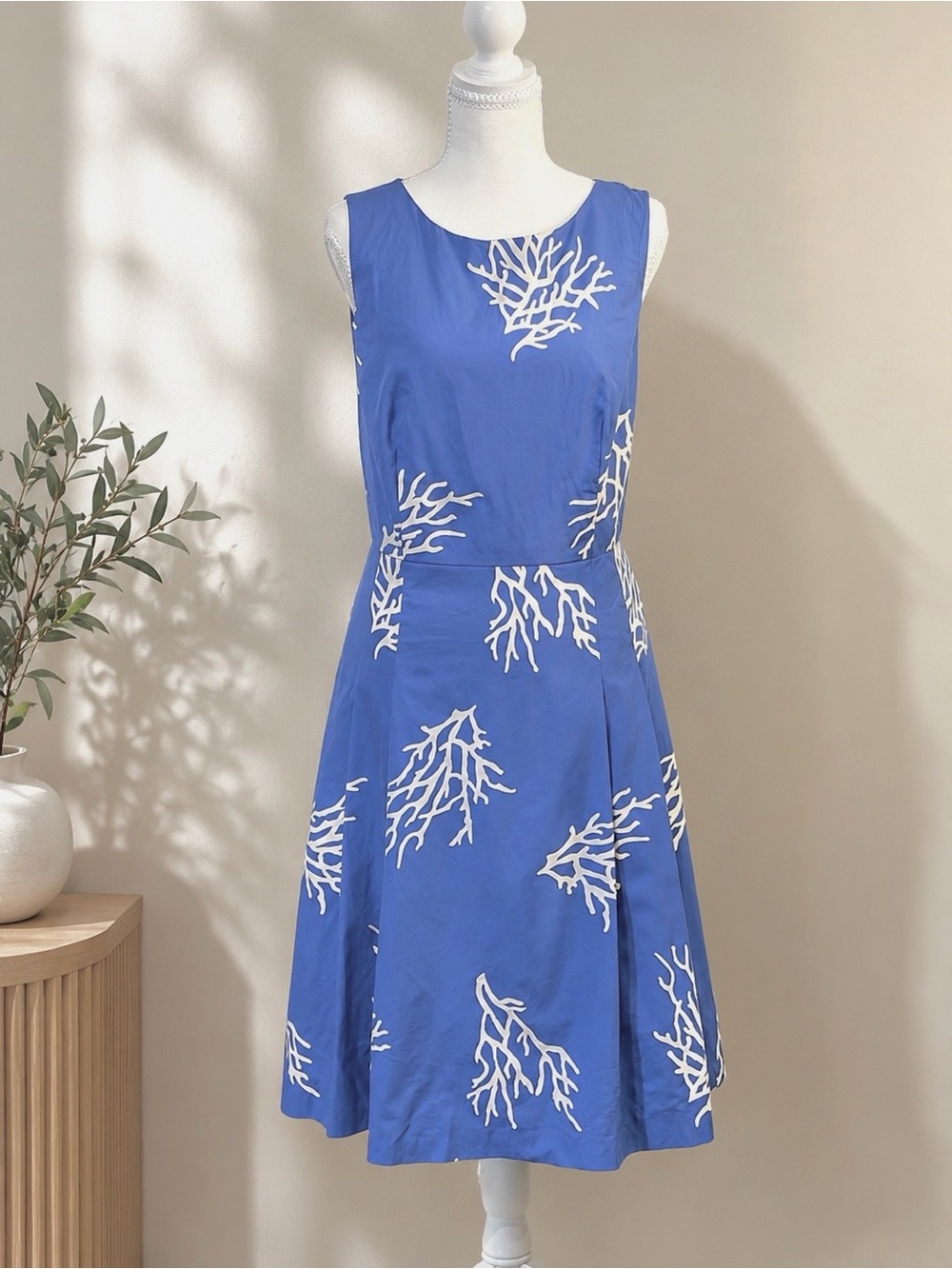 Brooks Brothers Blue Coral Print Cotton Silk Dress Size 10